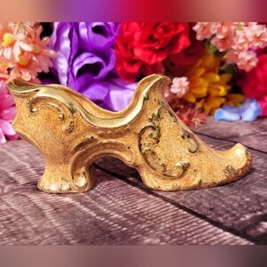 Vintage Gold Porcelain Boot